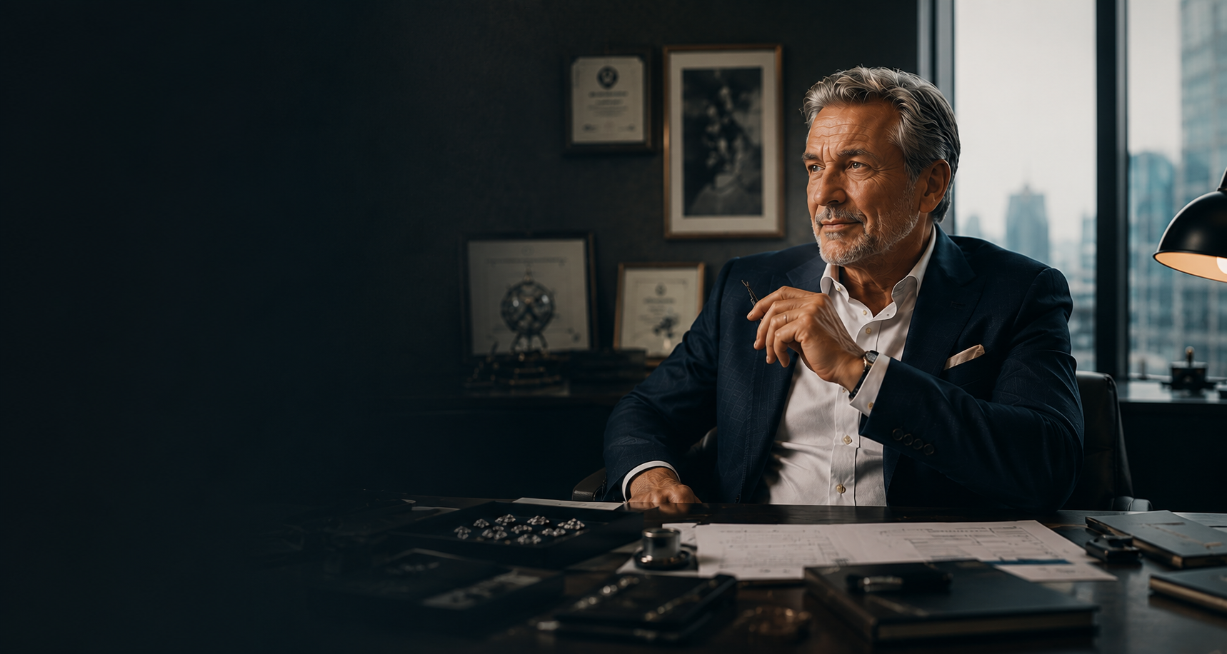 Experienced diamond professional at his desk